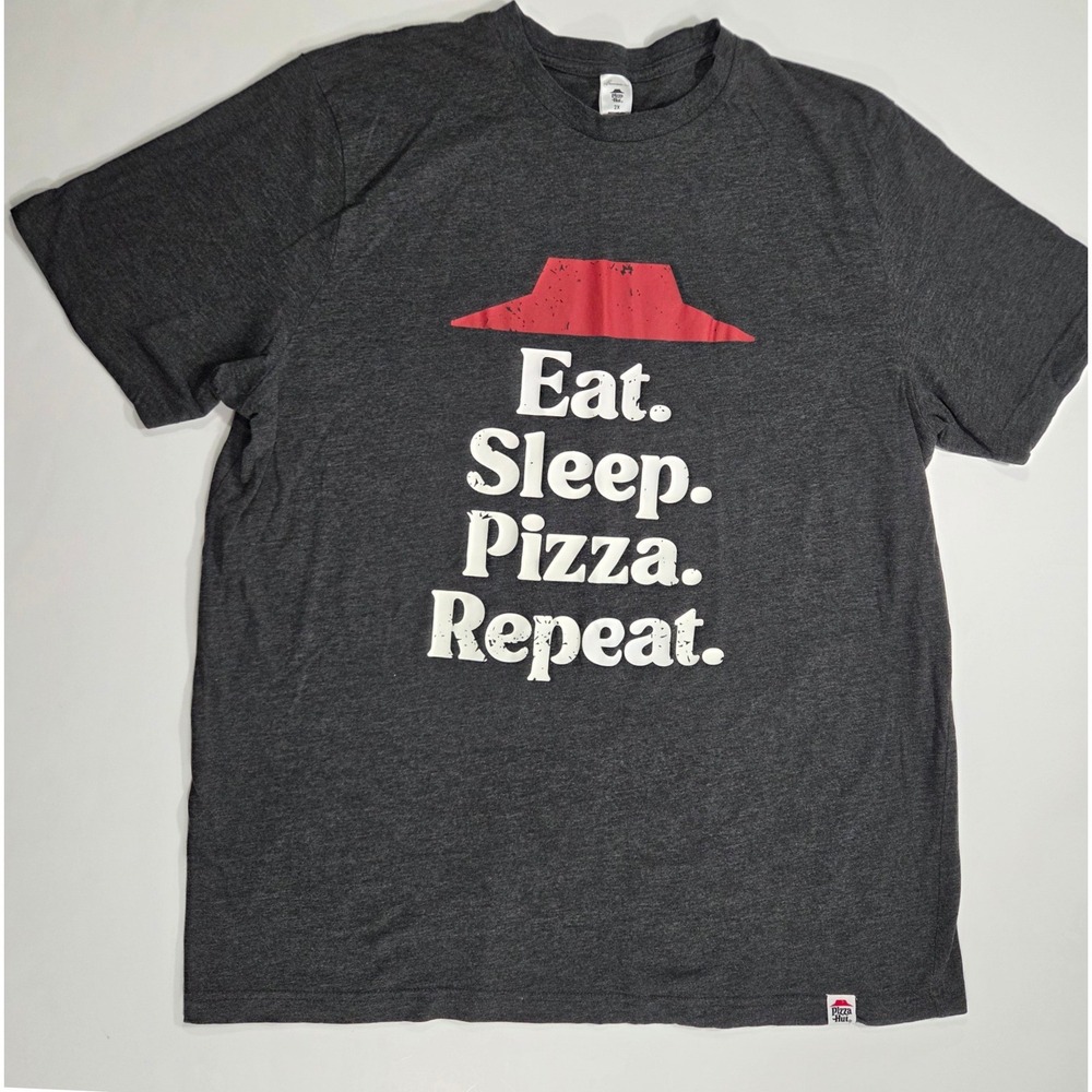 Pizza Hut Eat Sleep Pizza Repeat Graphic T-Shirt Mens 2X Charcoal Gray